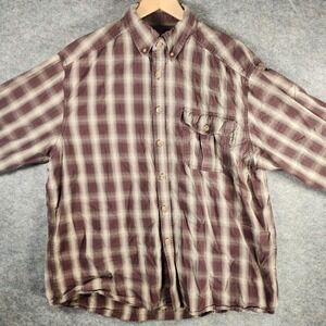 WOLVERINE Plaid Button Down Shirt Men XL Brown Beige Flannel Long Sleeve Hipster